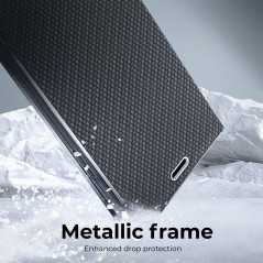 Peněženkové pouzdro LUNA Book Carbon na XIAOMI Redmi Note 10 5G Uhlíkové vlákno, Elegantní  Černý