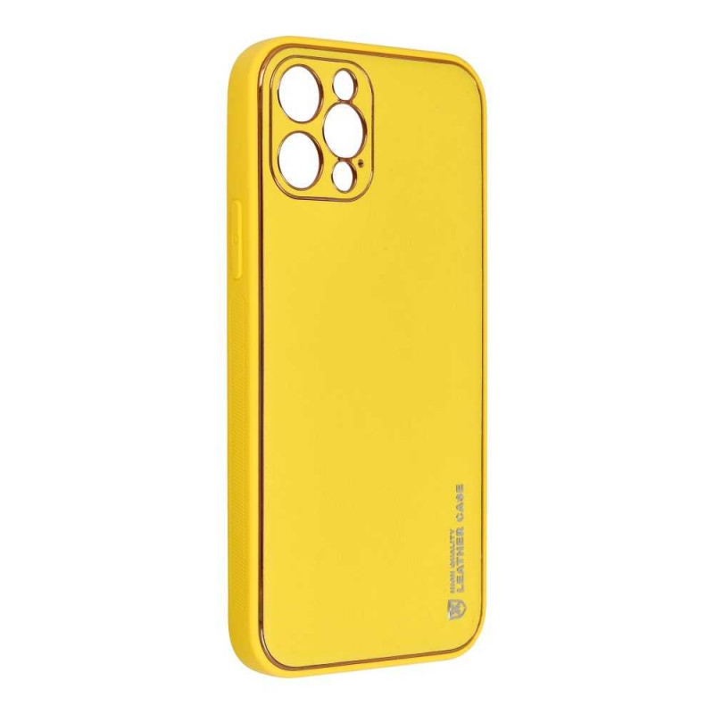 LEATHER na Apple iPhone 13 Pro FORCELL Kožený obal Žlutý