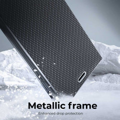 Peněženkové pouzdro LUNA Book Carbon na Apple iPhone 13 Pro Uhlíkové vlákno, Elegantní  Černý