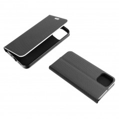 Peněženkové pouzdro LUNA Book Carbon na Apple iPhone 13 Uhlíkové vlákno, Elegantní  Černý