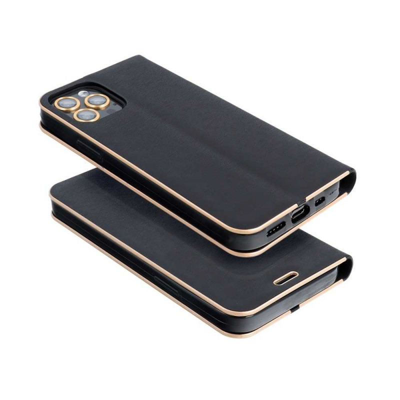 Peněženkové pouzdro LUNA Book Gold na Apple iPhone 13 Elegantní  Černý